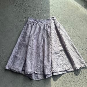 Lena Medoyeff SM Purple Silk Quilted Lavender Silk Midi Skirt Rare Designer